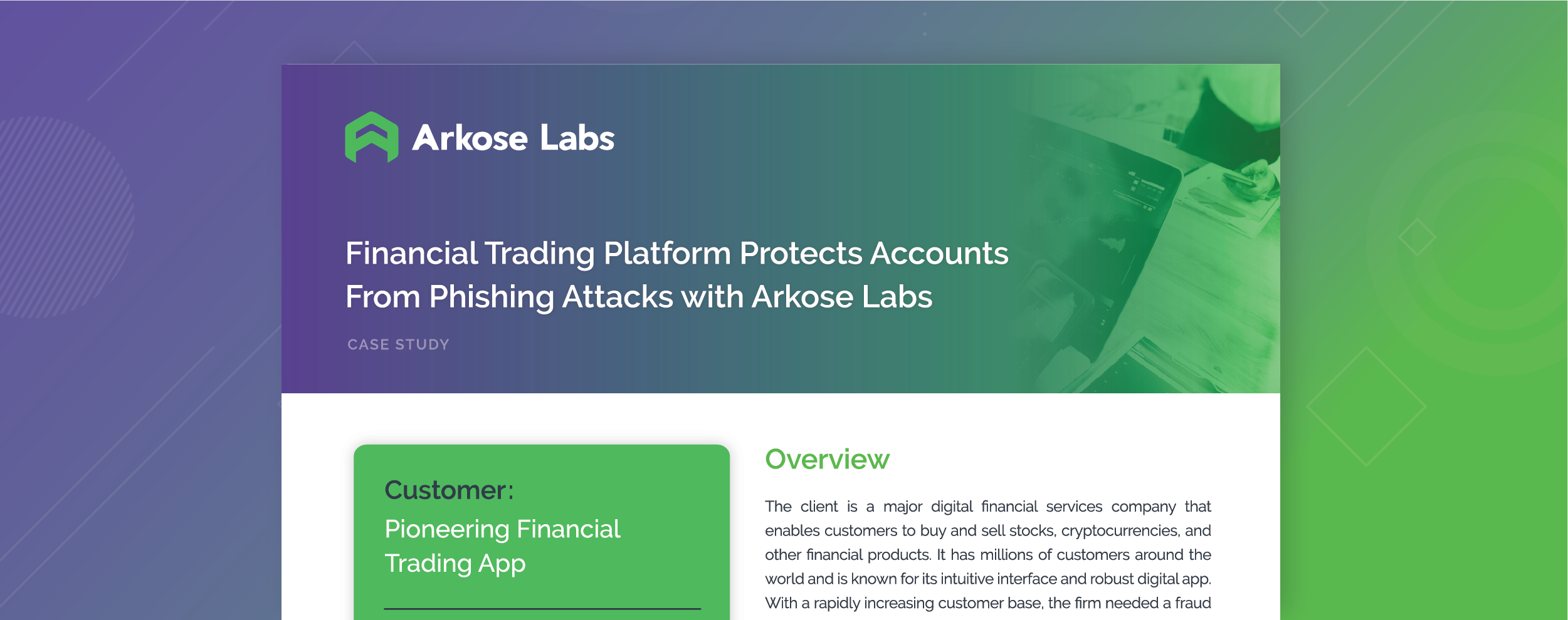 Financial Trading Platform Protects Accounts From Phishing Attacks with Arkose Labs case study