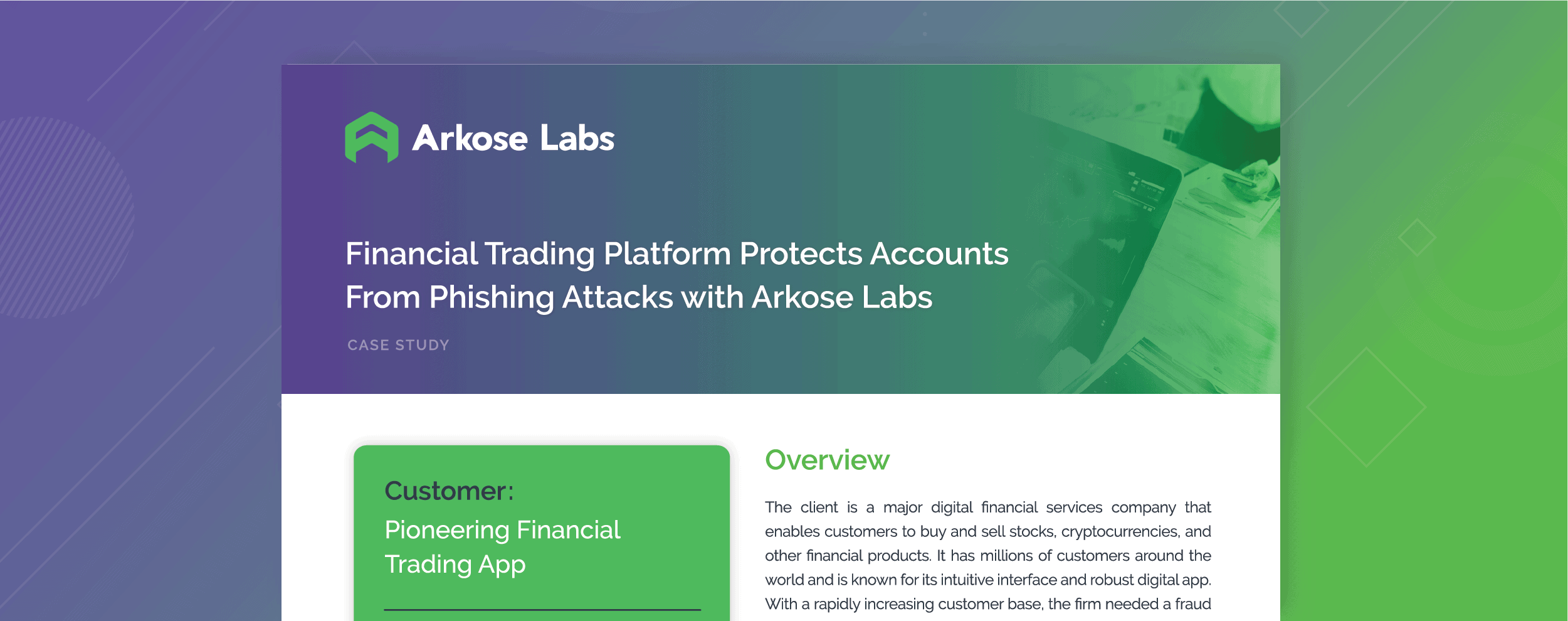 Financial Trading Platform Protects Accounts From Phishing Attacks with Arkose Labs case study