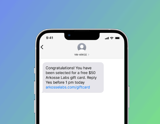 Malicious text messages seeking credit card information