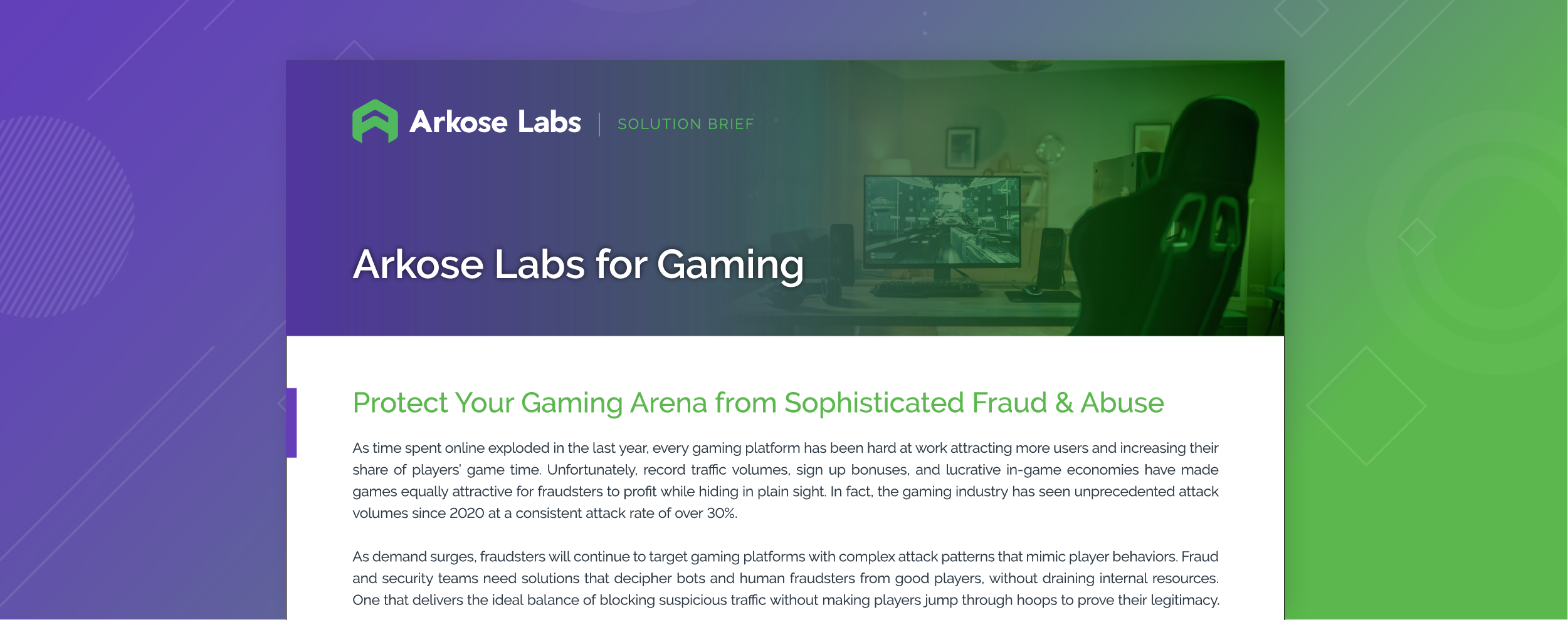 Arkose Labs for Gaming solution brief