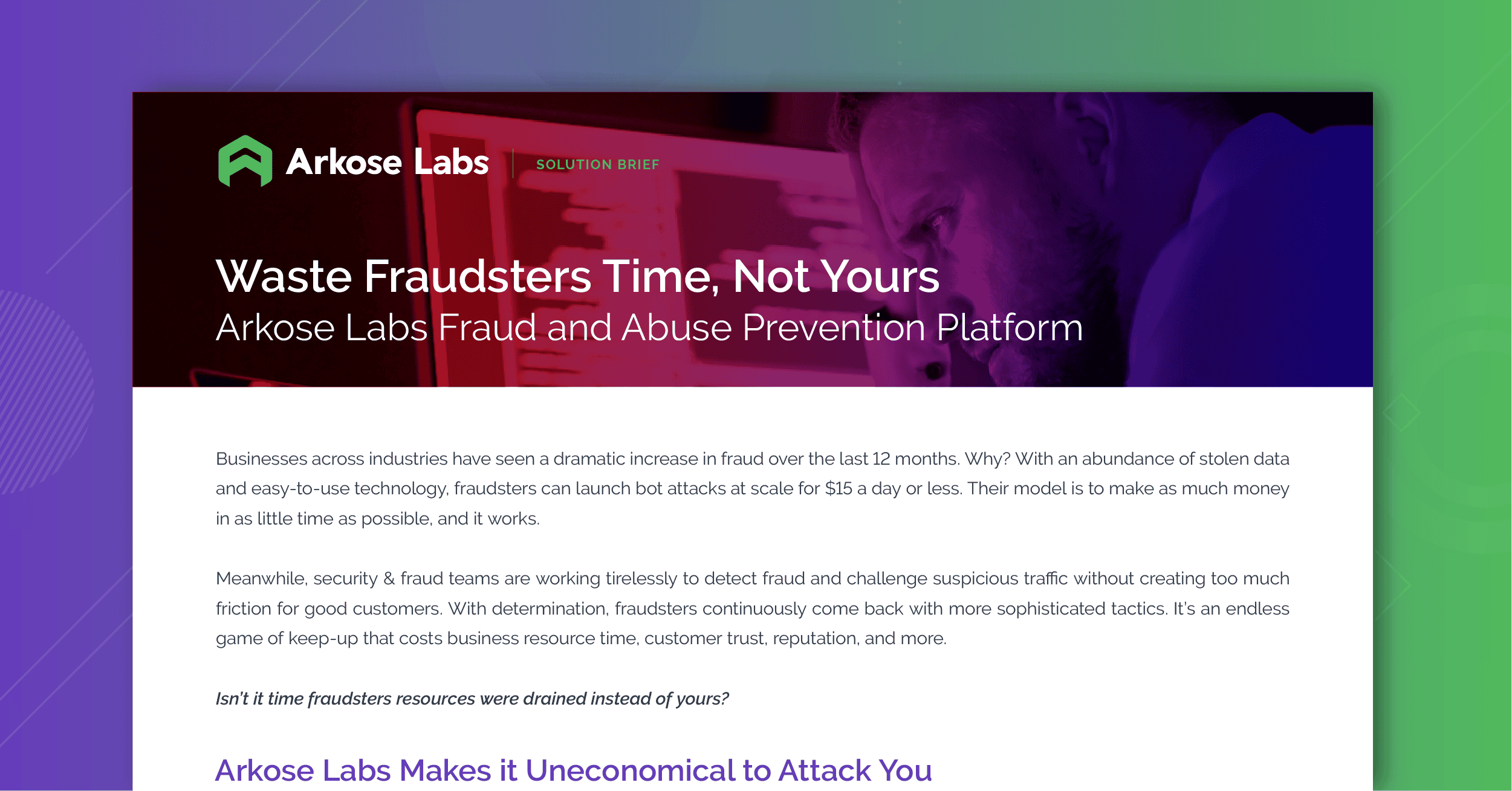 Waste Fraudsters' Time Not Yours solution brief