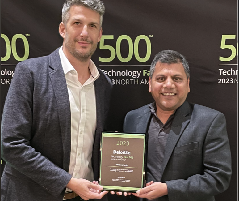 Patrice Boffa and Ashish Jain Receiving Deloitte Technology Fast 500 Award