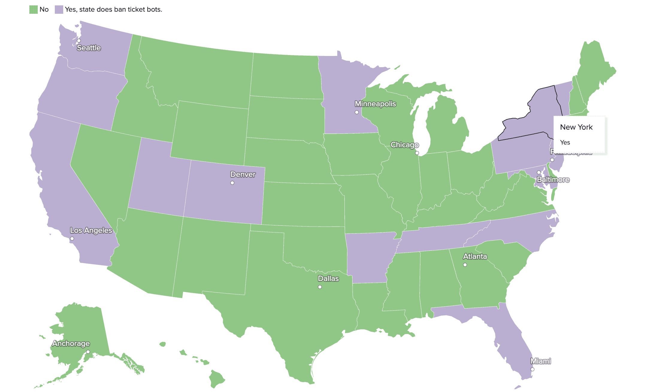 Source: Guide to US Ticket Resale Regulations, 2023, by the Squire Pattons Boggs law firm and state legislatures' bills databases