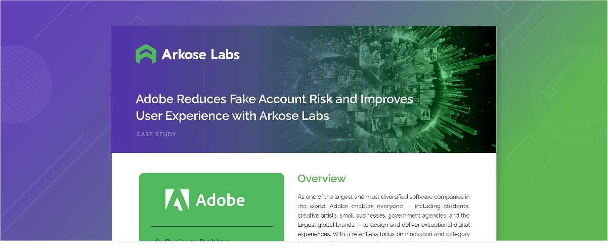 Adobe Reduces Fake Account Risk and Improves User Experience with Arkose Labs case study