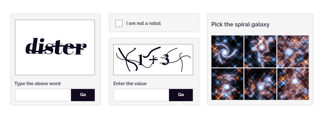 3 different types of CAPTCHAs