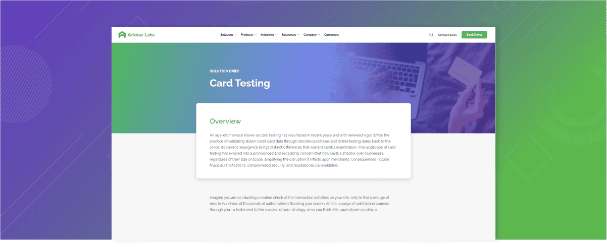 Card Testing Solution Brief