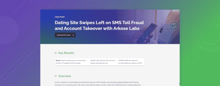 Dating Site Swipes Left on SMS Toll Fraud and Account Takeover with Arkose Labs