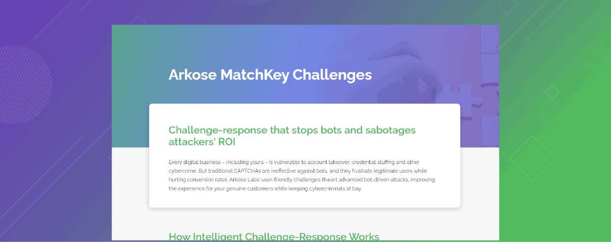 Arkose MatchKey Challenges solution brief