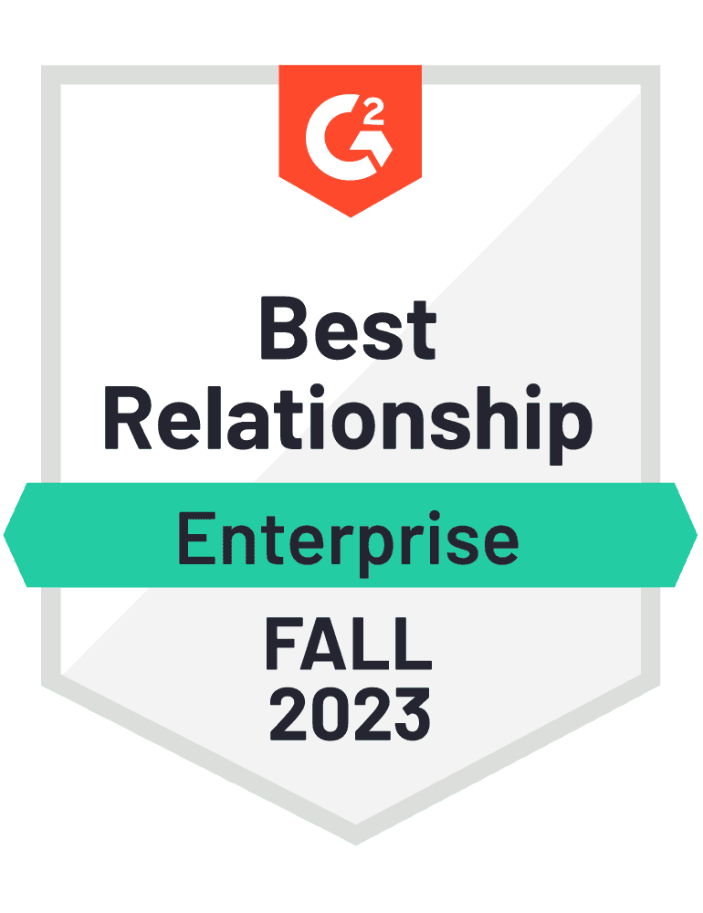 G2 Best Relationship Enterprise Fall 2023