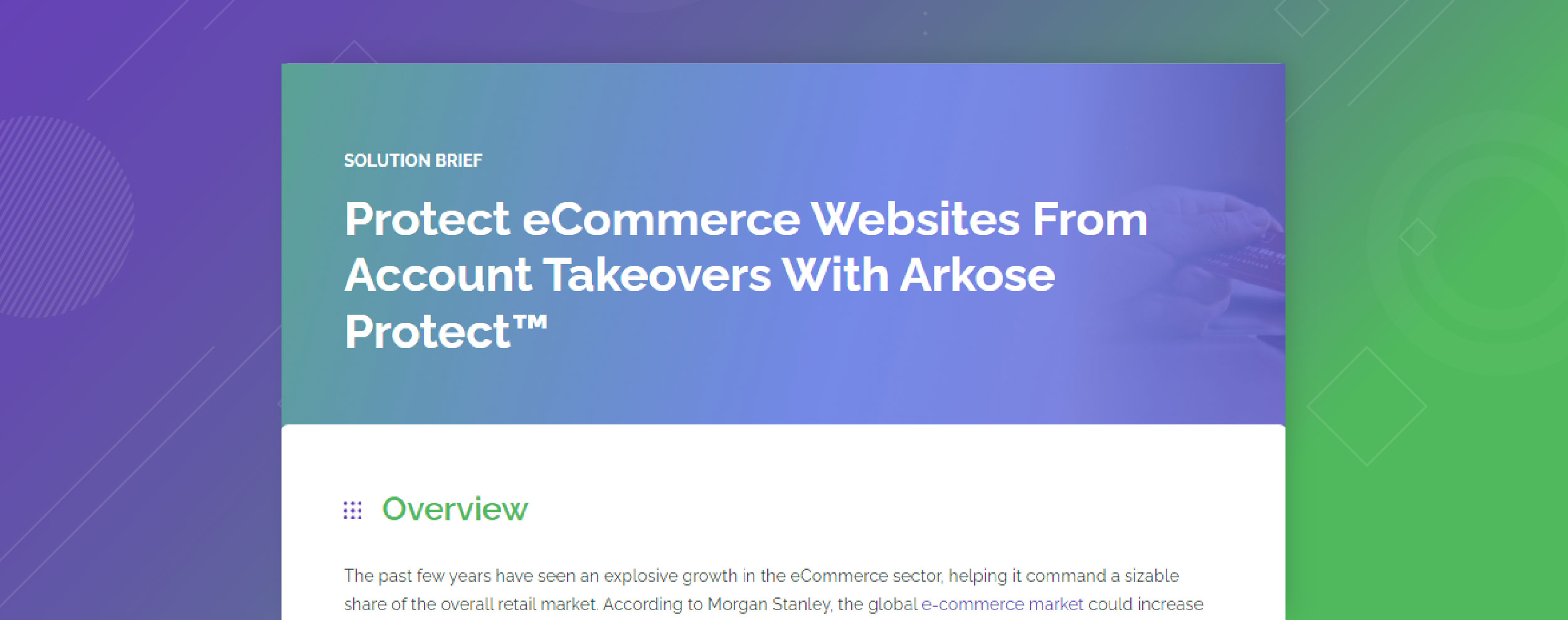 Protect eCommerce Websites from Account Takeovers solution brief